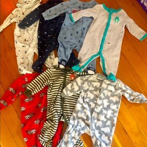 Lot of 7 Baby boy sleepers with feet sz 6 months